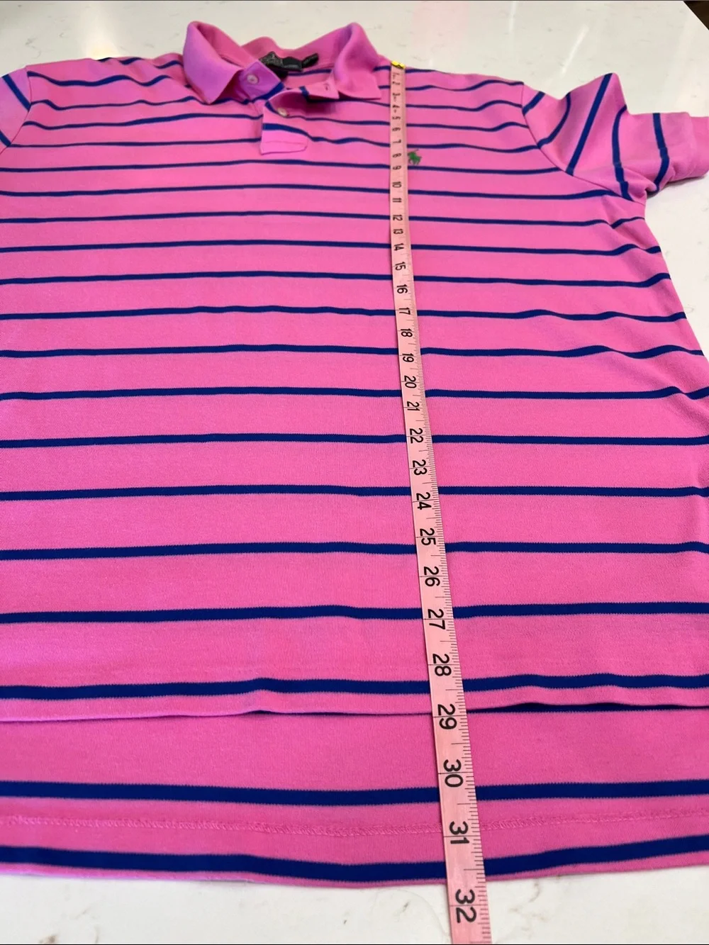 Polo by Ralph Lauren Pink Blue Striped Cotton Polo Shirt XL